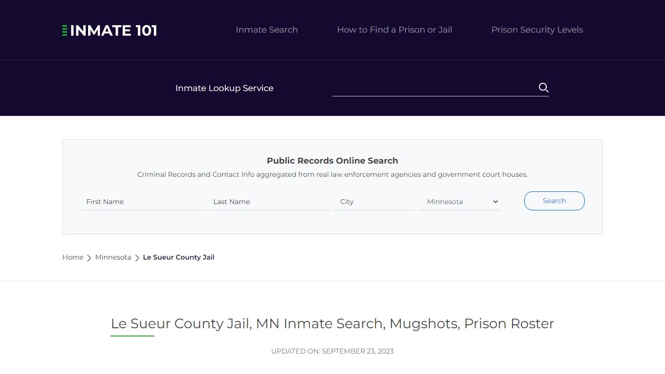 Le Sueur County Jail, MN Inmate Search, Mugshots, Prison Roster